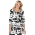 Plus Size Women's Tie-Dye Smocked Square-Neck Tunic by Woman Within in Black Tie Dye (Size 34/36)