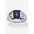 Men's Big & Tall Platinum Over Sterling Silver Sapphire and Diamond Accent Ring by PalmBeach Jewelry in Sapphire Diamond (Size 16)