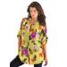 Plus Size Women's English Floral Big Shirt by Roaman's in Lemon Hibiscus Floral (Size 22 W) Button Down Tunic Shirt Blouse