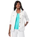 Plus Size Women's Classic Cotton Denim Jacket by Jessica London in White (Size 36) 100% Cotton Jean Jacket