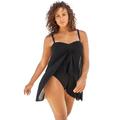 Plus Size Women's Mesh-Draped Swimsuit by Swim 365 in Black (Size 32)