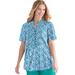 Plus Size Women's Pintucked Half-Button Tunic by Woman Within in Waterfall Blooming Ditsy (Size 1X)