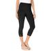 Plus Size Women's Lace-Trim Essential Stretch Capri Legging by Roaman's in Black (Size 22/24)