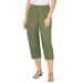 Plus Size Women's Stretch Knit Waist Cargo Capri by Catherines in Clover Green (Size 2X)