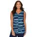 Plus Size Women's Crisscross Timeless Tunic Tank by Catherines in Blue Stripe (Size 1XWP)