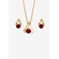 Women's Simulated Birthstone Solitaire Pendant and Earring Set with FREE Gift in Goldtone, Boxed by PalmBeach Jewelry in January