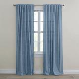 Wide Width Poly Cotton Canvas Back-Tab Panel by BrylaneHome in Carolina Blue (Size 48" W 84" L) Window Curtain