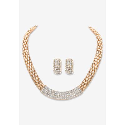 Women's Goldtone Crystal Earring and Choker Necklace Set, 17 - 20