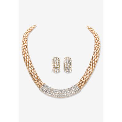 Women's Goldtone Crystal Earring and Choker Necklace Set, 17 - 20