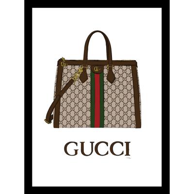 Gucci Bag Brown 14" x 18" Framed Print by Venice Beach Collections Inc in Black Orange
