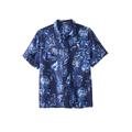 Men's Big & Tall Short-Sleeve Linen Shirt by KingSize in Royal Blue Floral (Size XL)