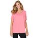 Plus Size Women's Suprema® Crochet V-Neck Tee by Catherines in Pink Tropic (Size 1X)