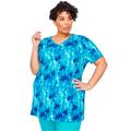 Plus Size Women's Easy Fit Short Sleeve V-Neck Tunic by Catherines in Blue Rain (Size 1XWP)