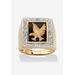Men's Big & Tall Men's 14K Gold over Silver Diamond Accent and Onyx Eagle Ring by PalmBeach Jewelry in Diamond Onyx (Size 8)
