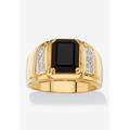 Men's Big & Tall Men's 18K Yellow Gold-plated Genuine Diamond and Black Onyx Ring by PalmBeach Jewelry in Diamond Onyx (Size 8)