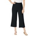 Plus Size Women's Everyday Stretch Knit Wide Leg Crop Pant by Jessica London in Black (Size 18/20) Soft & Lightweight