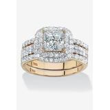 Women's Cubic Zirconia Princess-Cut Bridal Ring Set in Gold over Silver by PalmBeach Jewelry in Gold (Size 6)