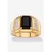 Men's Big & Tall Men's 18K Yellow Gold-plated Genuine Diamond and Black Onyx Ring by PalmBeach Jewelry in Diamond Onyx (Size 14)
