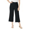 Plus Size Women's Everyday Stretch Knit Wide Leg Crop Pant by Jessica London in Black (Size 30/32) Soft & Lightweight