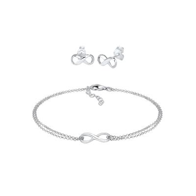 Elli - Infinity Symbol Armband Ohrstecker Set 925 Silber Schmuck-Set Damen