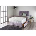 Home Furnishings UK Crushed Velvet Divan Bed Set with a Memory Sprung Mattress and Matching Buttoned Headboard (No Drawers) (4FT Small Double, Purple)