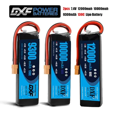 DXF-Batterie Lipo 2S pour Voiture et Bateau RC Graphène 7.4V 9300mAh 10000mAh 12000mAh 60C