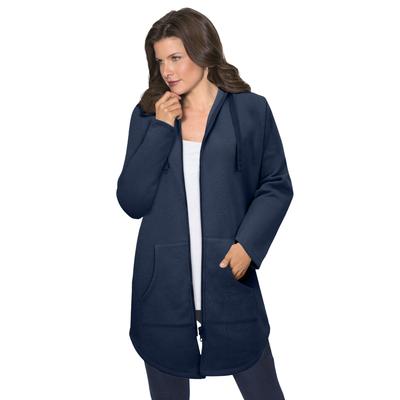 Plus Size Women's Fleece Zip Hoodie Sweatshirt by Roaman's in Navy (Size S) Jacket