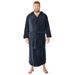 Men's Big & Tall Terry Velour Hooded Maxi Robe by KingSize in Black (Size XL/2XL)