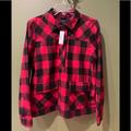 J. Crew Tops | J Crew Petite Flannel Buffalo Check Popover, Nwt | Color: Black/Red | Size: Sp