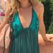 Free People Dresses | Free People Emerald Green Beaded Deep V Dress | Color: Green | Size: Xs