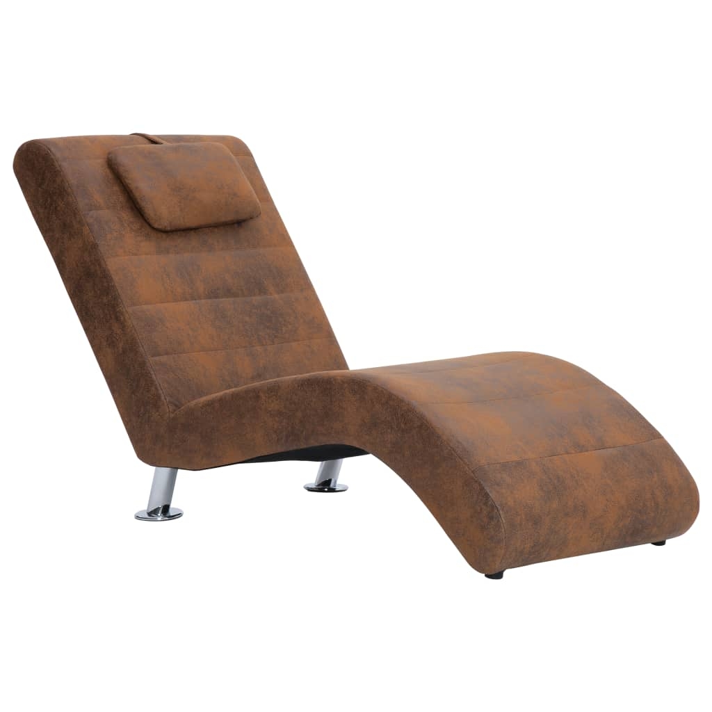 vidaXL Chaiselongue mit Kissen Braun Wildleder-Optik Image