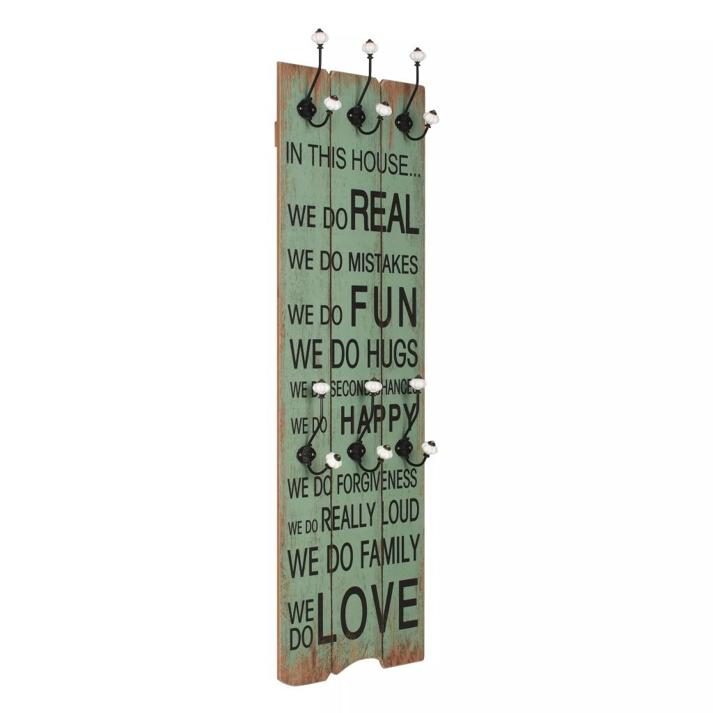 vidaXL Wandgarderobe mit 6 Haken 120 x 40 cm "HAPPY LOVE" Image