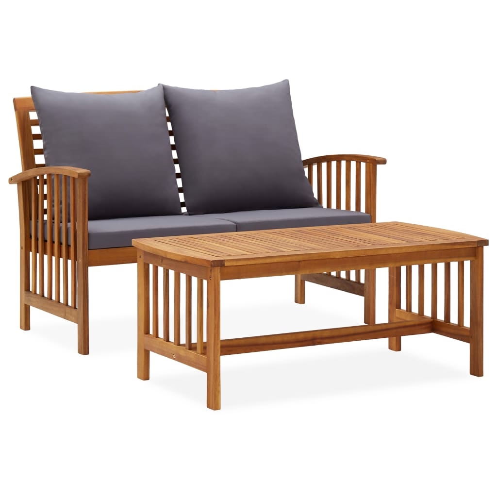vidaXL 2-tlg. Garten-Lounge-Set mit Kissen Massivholz Akazie Image