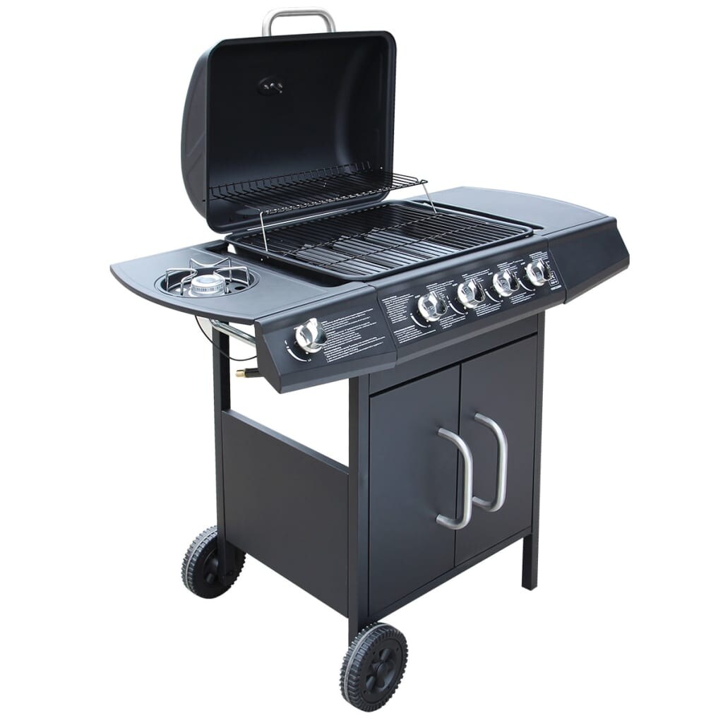 vidaXL Gasgrill 4+1 Brenner Schwarz Image