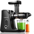 AMZCHEF Cold Press Juicer with 2 Speed Control - High Juice Yield Juicer Machines with Ultradense Filter - Masticating Slow Juicer for Whole Fruit and Vegetable - 1 Bottle and 2 Cups - Black