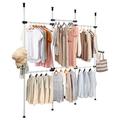 Telescopic Garment Rack, Heavy Duty Wardrobe Hanging Rack with Adjustable Height Button Design for Living Room Bedroom, 36.22 x 15.74 x 3.93in