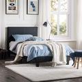 Q-HL Single Bed Frame Wooden Bed Frame PU Leather Bed Platform With Black Headboard Upholstered Solid Children Bed Bedroom Furniture