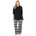 Plus Size Women's Thermal PJ Set by Only Necessities in Black Plaid (Size 22/24) Pajamas