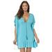 Plus Size Women's Vienna Ruffle Cover Up Tunic by Swimsuits For All in Crystal Blue (Size 18/20)