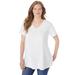 Plus Size Women's Rounded V-Neck Crochet Tunic by Woman Within in White (Size 4X)