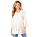 Plus Size Women's Eyelet Big Shirt by Roaman's in White (Size 22 W)