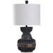 Malta Ribbed Faded Ebony and Bronze Metal Vase Table Lamp