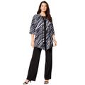 Plus Size Women's Three-Piece Pantsuit by Roaman's in Black Abstract Stripe (Size 28 W)