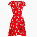 J. Crew Dresses | J Crew Red Floral Ruffle Front Mini Dress | Color: Red | Size: 0