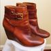 Nine West Shoes | Nine West Cognac Leather Wedge Boot | Color: Brown | Size: 9