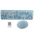 Retro Keyboard Mouse Set - Typewriter Keyboard Wireless, Retro Desktop Round Wireless Keyboard,104 Keys Keyboard 1600 DPI Mouse Combo, Round Keycap, for Windows PC (Blue)
