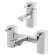 Modern Bathroom Square Mono Basin Sink Mixer Tap and Bath Filler Mixer Tap Set Brass Deck Mounted Chrome