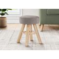 "Ottoman / Pouf / Footrest / Foot Stool / 12"" Round / Velvet / Wood Legs / Brown / Natural / Contemporary / Modern - Monarch Specialties I 9008"