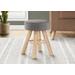 "Ottoman / Pouf / Footrest / Foot Stool / 12"" Round / Velvet / Wood Legs / Grey / Natural / Contemporary / Modern - Monarch Specialties I 9010"