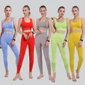 Ensemble de fitness sans couture pour femmes survêtement de yoga de course taille haute leggings